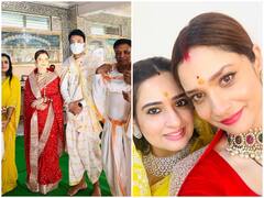 Ankita Lokhande Photos: पति Vicky Jain और ससुराल वालों संग अंकिता लोखंडे ने की जैन मंदिर में पूजा, लाल साड़ी में दिखा नई-नवेली दुल्हन का खूबसूरत अवतार
