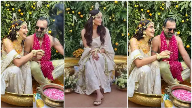 ਹਲਦੀ ਦੀ ਰਸਮਾਂ 'ਚ ਕਰਿਸ਼ਮਾ ਤੰਨਾ ਦਾ ਸਿੰਪਲ ਲੁੱਕ