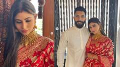 લગ્ન પછી માથામાં સિંદૂર ભરી પતિ સૂરજ સાથે નજર આવી મૌની રોય, જુઓ તસવીરો