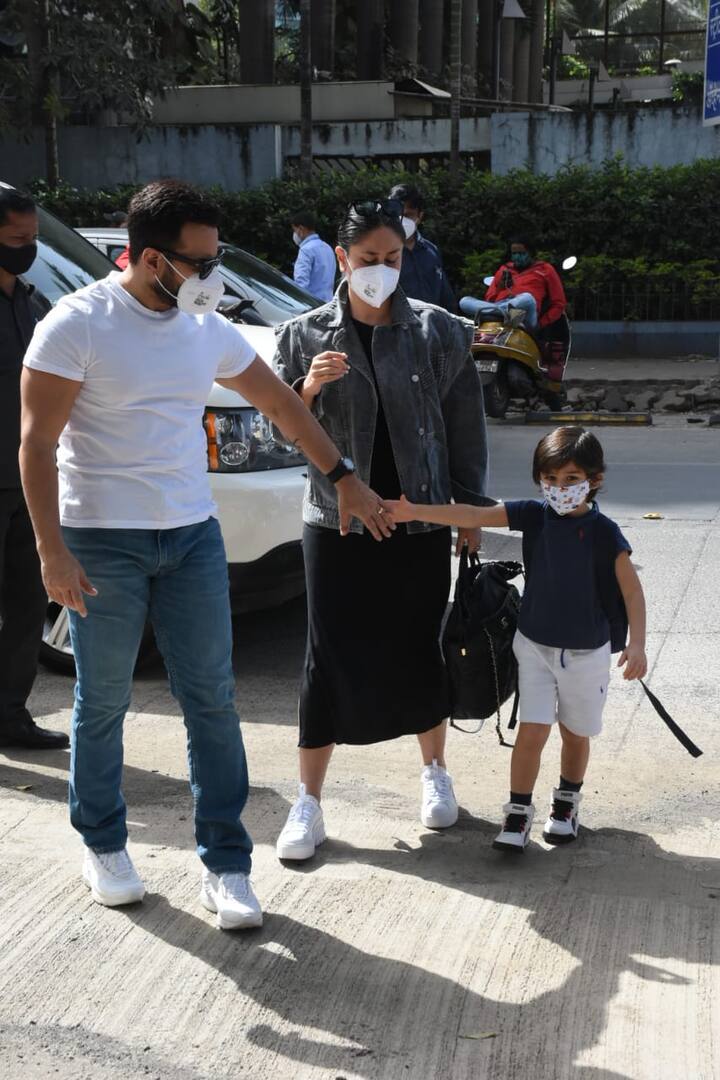 पति सैफ अली खान (Saif Ali Khan) और बेटे तैमूर अली खान (Taimur Ali Khan) के साथ मम्मा करीना लंच डेट पर निकलीं.