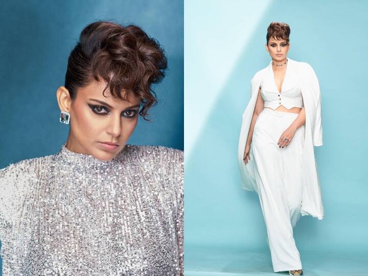 Trending news: Dhaakad is the style of Kangana Ranaut, she gave a killer  smile in a shimmery gown with a new hair look - Hindustan News Hub