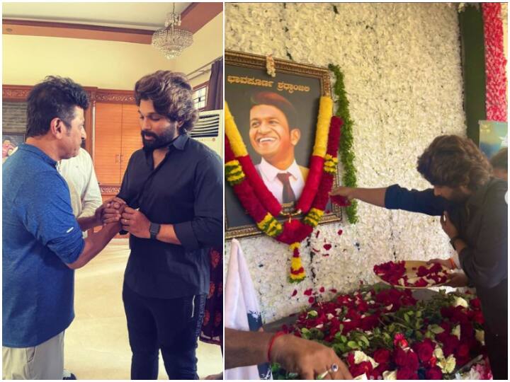 Pushpa Actor Allu Arjun Meets Late Puneeth Rajkumar's Family To Pay His Homage- See Pics Pushpa Actor Allu Arjun Meets Late Puneeth Rajkumar's Family To Pay His Homage- See Pics