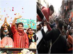 UP: Priyanka Shakes Hands With BJP Workers Amid Slogans For Modi & Yogi, Hands Cong Manifesto (WATCH)