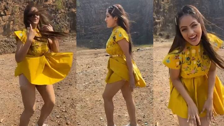 oops moment video : actress deepika singh yellow short dress video viral Video : ટીવી એક્ટ્રેસનો ટુંકો ડ્રેસ બન્યો મુસીબત, ડાન્સ કરતી હતી તે સમયે જ...... વીડિયો વાયરલ