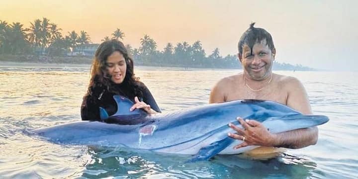 Kerala diver rescues injured dolphin, guides it back to sea காயமடைந்த டால்பினை மீட்ட ஆழ்கடல் நீச்சல்காரர்! கேரளாவில் ஒரு நெகிழ்ச்சி கதை..