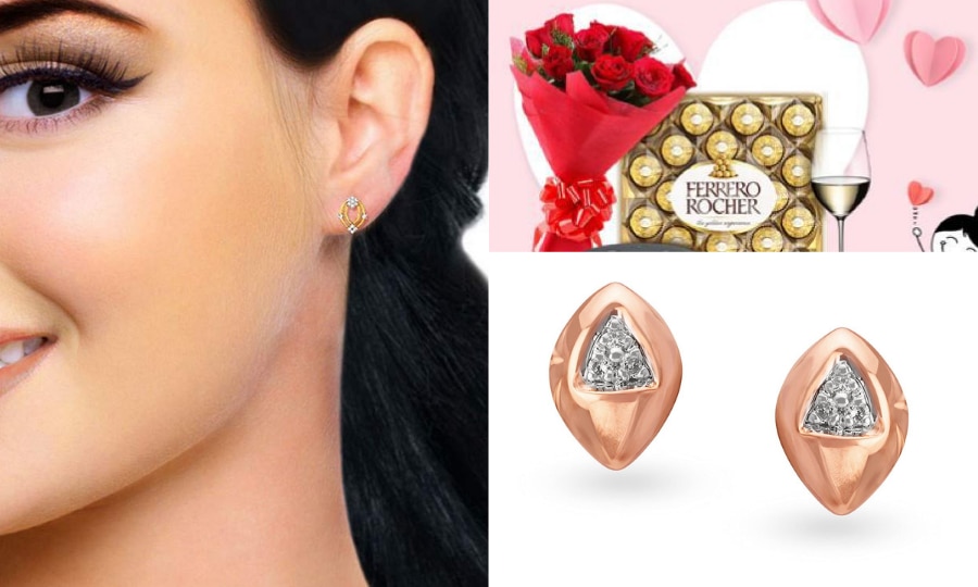 Buy Mia By Tanishq 14KT Yellow & Rose Gold Stud Earrings - Earrings Gold  for Women 8878647 | Myntra