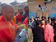 UP Election 2022: आगरा में दिखा CM योगी का अनोखा रूप, मुस्लिम महिला के बच्चे को गोद में लिए आए नजर