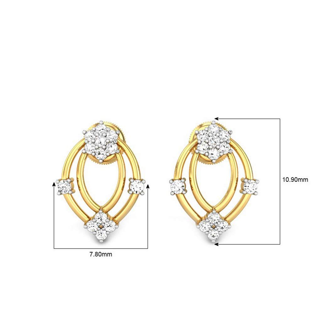 1ctw Moissanite Diamond studed Hanging Ear Ring With 14k Yellow Gold with  Front Black Rhodium at Rs 33000/pair | Diamond Stud Earring in Surat | ID:  2853311876148