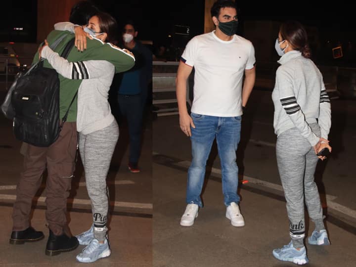 Malaika Arora Emotional: दूर जा रहे बेटे को गले लगाकर इमोशनल हुईं मलाइका, खड़े होकर देखते रहे Arbaaz Khan Malaika Arora and Arbaaz Khan hug their son Arhaan Khan as he leave to foreign to pursue studies Malaika Arora Emotional: दूर जा रहे बेटे को गले लगाकर इमोशनल हुईं मलाइका, खड़े होकर देखते रहे Arbaaz Khan