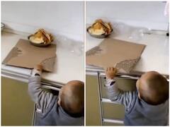 Watch: ऊपर रखे खाने को उतारने के लिए बच्चे ने लगाया देसी जुगाड़, अपनाया ये शानदार तरीका