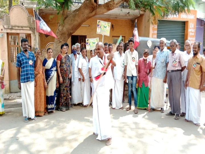 Watch Video | எம்ஜிஆர் பாட்டுக்கு சிலம்பம் சுற்றி வாக்கு கேட்கும் அதிமுக வேட்பாளர்