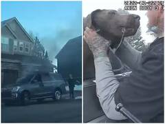 Watch: पुलिस ने बचाई जलती कार में फंसे कुत्ते की जान, यूजर्स ने बताया 'रियल हीरो'