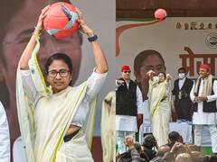 In photos: फिर दिखा ममता बनर्जी का 'खेला होबे' अंदाज, लखनऊ में सपा के मंच से लोगों के बीच फेंका फुटबॉल, देखें तस्वीरें