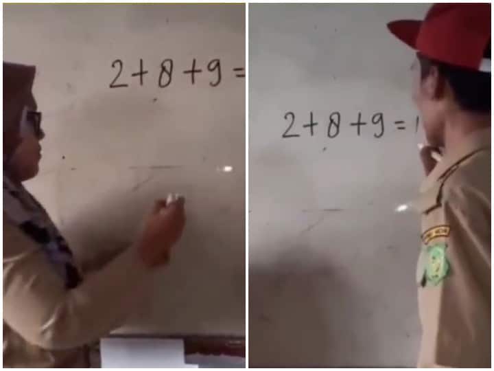 Watch: 2+8+9 का इस शख्स ने दिया ऐसा जवाब, हर कोई पड़ गया सोच में, बार-बार सॉल्व करना पड़ा ये आसान सवाल maths easy question funny answer video goes viral man proofs two plus eight plus nine is equals to ten this is how Watch: 2+8+9 का इस शख्स ने दिया ऐसा जवाब, हर कोई पड़ गया सोच में, बार-बार सॉल्व करना पड़ा ये आसान सवाल