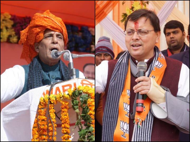 Uttarakhand Election 2022: Rajnath singh use pushpa film dialogue in uttarakhand for Pushkar singh dhami Watch: राजनाथ सिंह पर छाया Pushpa का खुमार, उत्तराखंड में बोले- अपना पुष्कर फ्लॉवर भी है और फायर भी