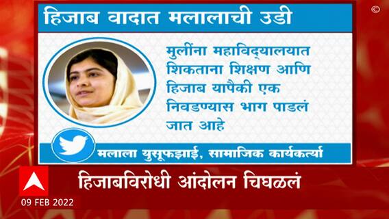 Karnataka Hujab Raw : सामाजिक कार्यकर्त्या मलाला युसुफझाई यांचं ट्विट ABP Majha