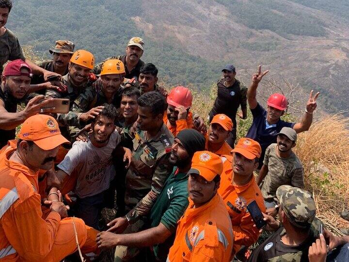 kerala trekker trapped palakkad Malampuzha mountain hill youth Babu rescued by Indian Army teams Kerala: Indian Army Rescues Young Trekker Stranded On A Hill For Two days