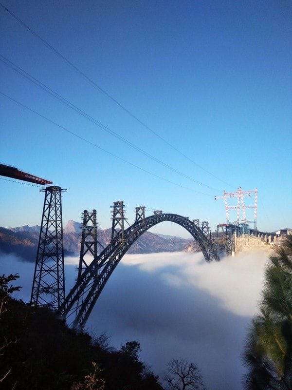 The Chenab bridge holds the distinction of being the highest railway bridge in the world at 359 metres above the river bed level that means it is 35 metres higher than the Eiffel Tower in France. (Photos: Koo/SambitPatra)