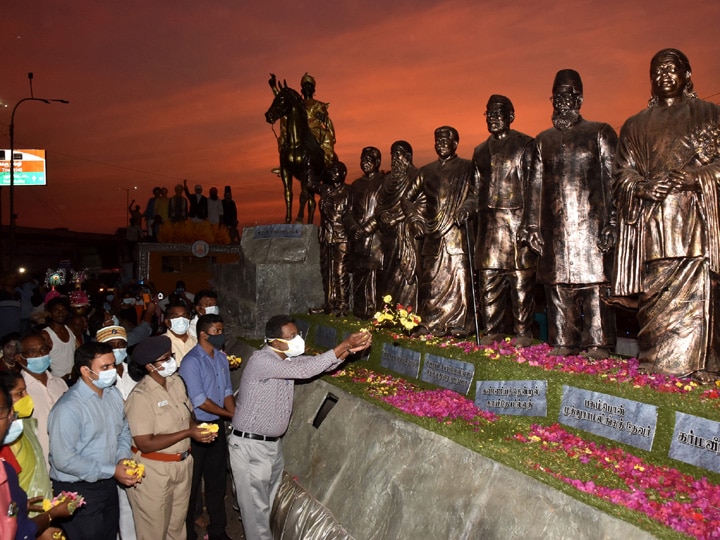 தஞ்சைக்கு வந்த தமிழக விடுதலைப்போராட்ட வீரர்களின் அலங்கார ஊர்திகள்