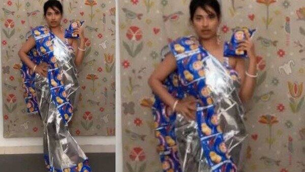 OMG Fashion: Women wear weird saree, made with chips Rapper ਕੁੜੀ ਨੇ ਕੀਤਾ ਅਜਿਹਾ ਕਾਰਾ ਕਿ ਹੈਰਾਨ ਲੋਕਾਂ ਦੇ ਮੂੰਹੋਂ ਨਿਕਲਿਆ- ਹਾਏ ਰੱਬਾ!