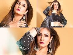 Raveena Tandon Grabs Attention In Black Indo-Western Dress - See Pics