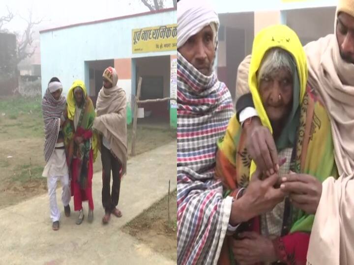 UP Election 2022 105 year old woman casts her vote in Muzaffarnagar up election voting UP Election 2022: मुजफ्फरनगर में 105 साल की बुजुर्ग महिला ने किया मतदान, कहा- विकास और सुरक्षा के लिए डाला वोट