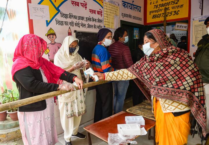 The polling is being held in observance with the Covid-19 protocols. | Courtesy: PTI