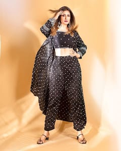 Raveena Tandon Grabs Attention In Black Indo-Western Dress - See Pics