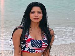 Divya Bharathi pics: அயல் நாட்டு கொடி டிரஸ் போட்டு பீச்சில் தாறுமாறான போஸ் கொடுத்த திவ்ய பாரதி..!