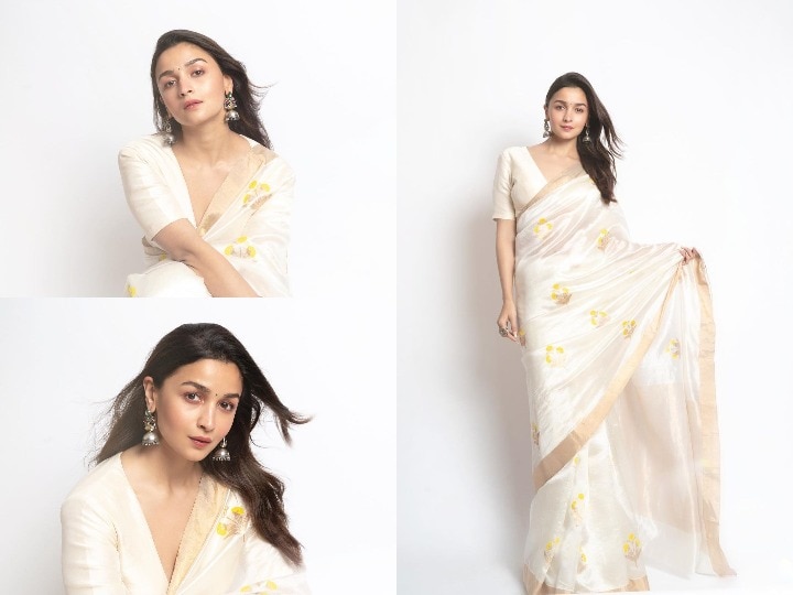 Alia Bhatt Saree in White Organza With Embroidery Sequence Work in USA, UK,  Malaysia, South Africa, Dubai, Singapore