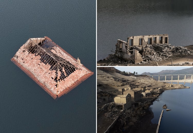 Spain suffers a heavy drought and The village of Aceredo reemerges from underneath the Limia river for the first time since 1992 Spain Village | வறண்ட ஸ்பெயின்.. 30 ஆண்டுகளுக்கு முன்பு மூழ்கிய கிராமம் மேலெழுந்த அதிசயம்..