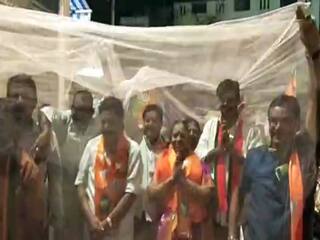 Local Body Election 2022 | கொசுவலை போர்த்தி நூதன பரப்புரை மேற்கொள்ளும் பாஜக வேட்பாளர்