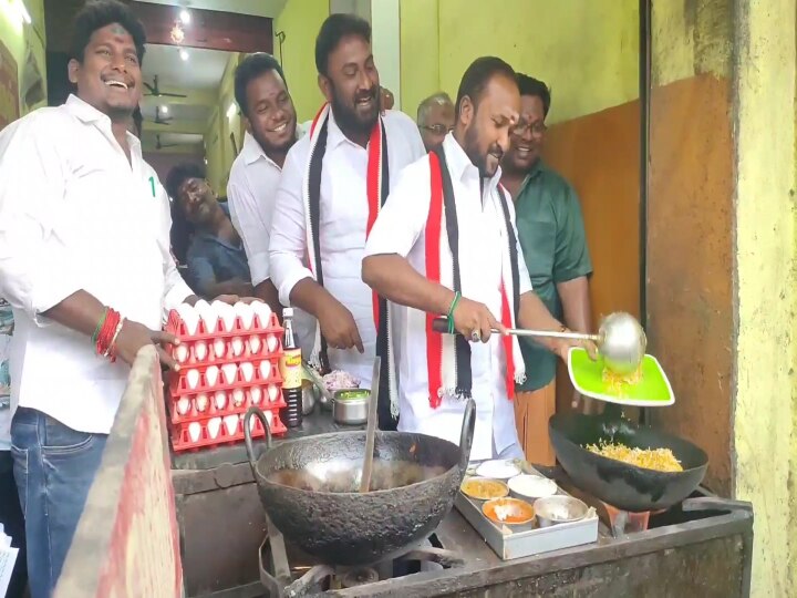 Local body election | ஃபாஸ்ட் புட் போட்டும்; பரோட்டு சுட்டும் வாக்கு கேட்ட அதிமுக வேட்பாளர்