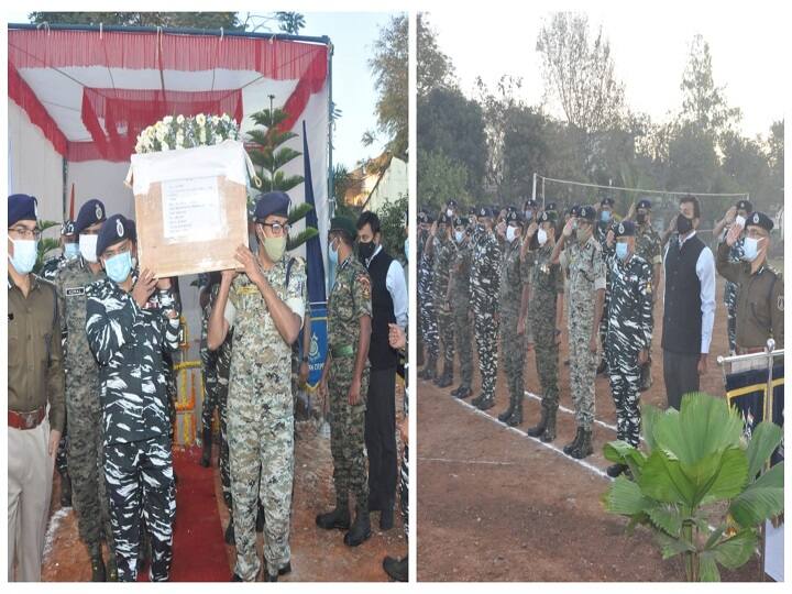 Bijapur CRPF-Naxalite Encounter: Last salute to martyr assistant commandant SB Tirkey in Jagdalpur, dead body left for Ranchi ann Bijapur CRPF-Naxalite Encounter: नम आंखों से दी गई शहीद असिस्टेंट कमांडेंट एसबी तिर्की को अंतिम सलामी, पार्थिव शरीर रांची के लिए रवाना
