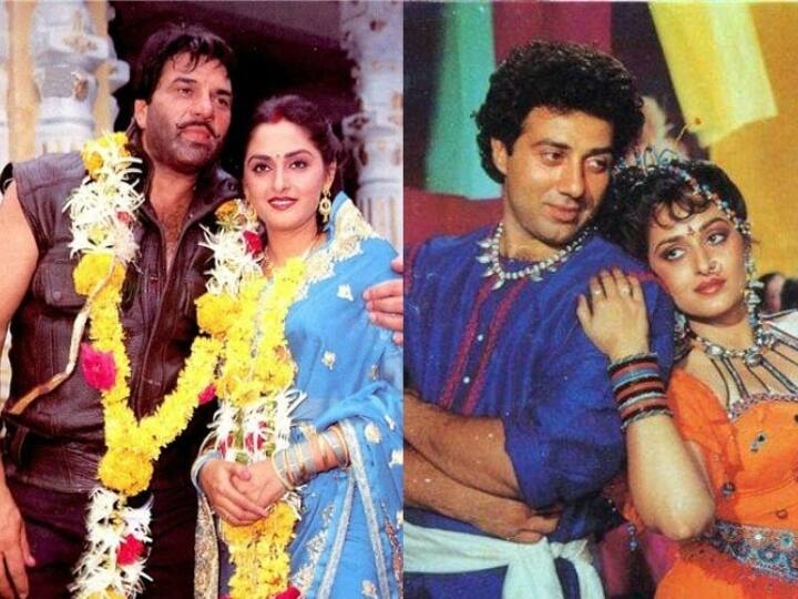 जया प्रदा- गुजरे जमाने की खूबसूरत अभिनेत्री जया प्रदा (Jaya Prada) ने अपने दौर के सुपरस्टार रहे धर्मेंद्र के साथ 'गंगा तेरे देश में' (Ganga Tere Desh Me), 'शहजादे' (Shehzade) और 'फरिश्ते' (Farishte) जैसी फिल्मों में साथ काम किया था. इसके कुछ सालों बाद धर्मेंद्र के ही बड़े बेटे सनी देओल के साथ वह 'वीरता' (Veerta) और 'जबरदस्त' (Zabardast) जैसी फिल्मों में नजर आई थीं.