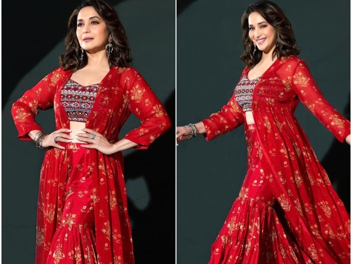 Madhuri Dixit in a saree gown – South India Fashion