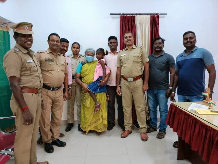 Police rescued  a 7-year-old girl who went missing near Panruti within three hours with the help of CCTV footage பண்ருட்டி அருகே காணமல் போன 7 வயது சிறுமி - சிசிடிவி காட்சியை கொண்டு 3 மணி நேரத்தில் மீட்ட போலீஸ்