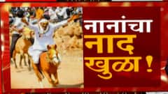 Old Man riding Bullock Cart : 75 वर्षीय नानांचा नाद खुळा, शर्यतीत बैलजोडीच्या पुढे घोडीवर बसून धुरळा