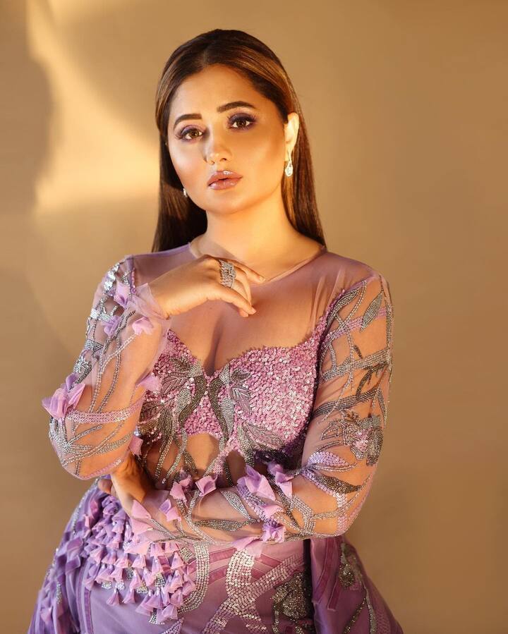Rashami is a trendsetter who always manages to turn heads with her fashion choices. On her birthday, she shared some lovely images of herself on Instagram. She looks scintillating in a purple transparent gown.