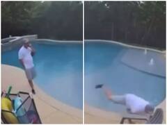 Watch: कॉन्फ्रेंस कॉल के दौरान चिल करना पड़ा भारी, स्विमिंग पूल के पास स्लिप होने से गिरा शख्स