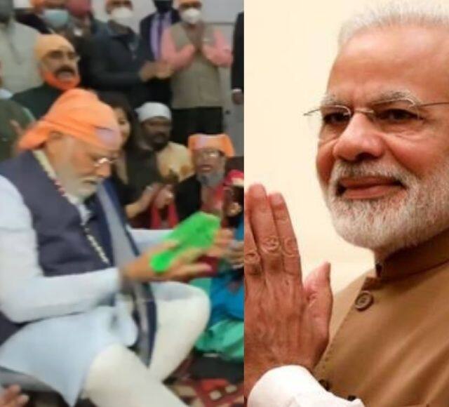 delhi-pm-modi-viral-video-pm-modi-in-guru-ravidas-vishram-dham-mandir-in-karol-bagh marathi news PM मोदी भजन-किर्तनात लीन होतात तेव्हा..! संत रविदास जयंतीनिमित्त दिल्लीत केली पूजा