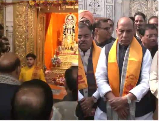 Rajnath Singh At Golden Temple: ਦੇਸ਼ ਦੇ ਰੱਖਿਆ ਮੰਤਰੀ ਰਾਜਨਾਥ ਸਿੰਘ (Rajnath Singh) ਅੱਜ ਪੰਜਾਬ ਦੇ ਅੰਮ੍ਰਿਤਸਰ ਸ਼ਹਿਰ ਪਹੁੰਚੇ। ਜਿੱਥੇ ਉਨ੍ਹਾਂ ਨੇ ਪਹਿਲਾਂ ਸ੍ਰੀ ਹਰਿਮੰਦਰ ਸਾਹਿਬ ਵਿੱਚ ਮੱਥਾ ਟੇਕਿਆ ਤੇ ਫਿਰ ਦੁਰਗਿਆਣਾ ਮੰਦਿਰ ਦੇ ਦਰਸ਼ਨ ਕੀਤੇ। ਵੇਖੋ ਇਹ ਤਸਵੀਰਾਂ....