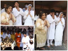 Bappi Lahiri’s Son Bappa & Daughter Rema Inconsolable At Pawan Hans Crematorium During Their Father Last Rites- See Pics