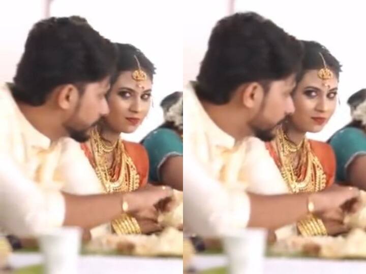 viral video bride goes angry at wedding ritual when groom did this to her watch video Watch: दूल्हा सबके सामने कर रहा था ऐसी हरकत कि दुल्हन को दिखानी पड़ी आंख, फिर जो हुआ...