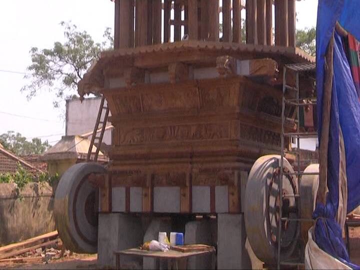 wooden chariot preparations for bitragunta Venkateswara Swamy wooden chariot preparations: అప్పుడు అగ్నికి ఆహుతైంది.. ఇప్పుడు కొత్త రథం రెడీ అవుతోంది..