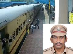 Railway SI saves Passenger: ట్రైన్ నుంచి స్లిప్ అయ్యాడు... ఎస్సై రాకపోయుంటే! | Kakinada | ABP Desam