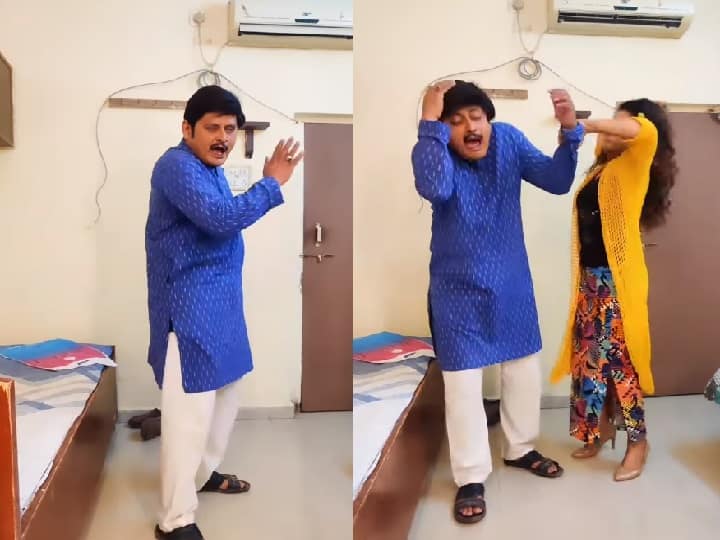 Bhabiji Ghar Par Hain fame Rohitashv Gour Charul Malik New funny Video Viral on social media Watch: 'तिवारी जी' Rohitashv Gour का Pushpa अवतार देख भड़की 'रुसा', कर डाली धुलाई