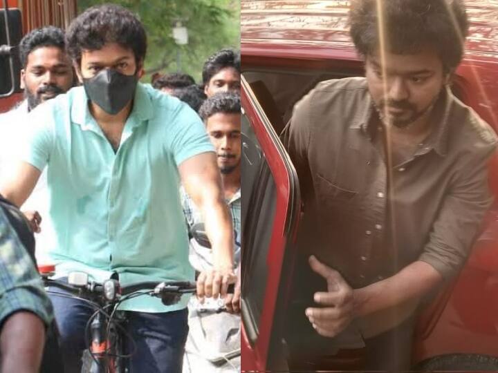 TN Urban Local Body Election 2022 Voting: Actor Vijay goes to the polls in a red car and Bicycle in assembly TN Urban Local Body Election 2022 : சட்டசபையில் சைக்கிள்... உள்ளாட்சியில் கார்... என்ன சொல்ல வருகிறார் விஜய்?