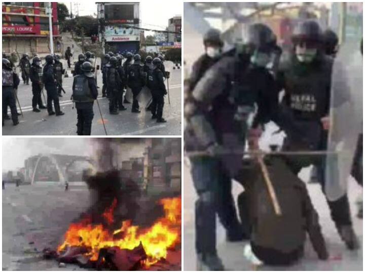 Police in Kathmandu fired teargas and water cannon to disperse protesters opposed to a US funded infrastructure programme नेपाल में अमेरिका के 500 मिलियन डॉलर प्रोजेक्ट के खिलाफ प्रदर्शन, पुलिस ने दागे आंसू गैस के गोले