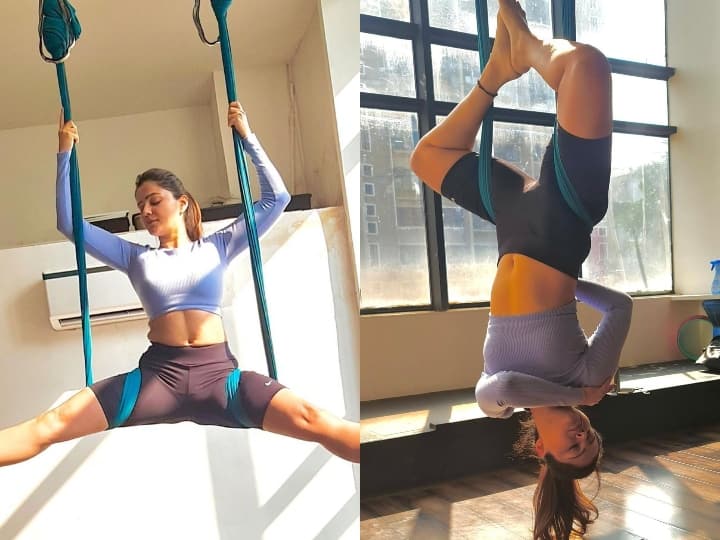 Rubina Dilaik takes up aerial fitness actress fitness secret योगा से होगा! अपनी टोंड फिगर को एरियल योगा कर फिट रखती हैं रुबीना दिलैक, फायदेमंद है ये पोज